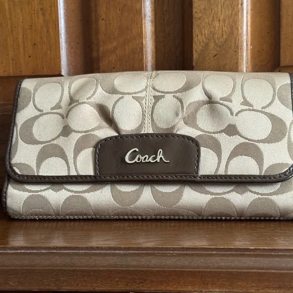 COACH Signature Monogram Wallet and Checkbook Case Set - Picture 2 of 10
